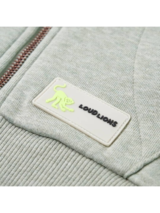 Dětská mikina s kapucí na zip světle khaki melanž 128
