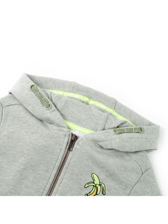 Dětská mikina s kapucí na zip světle khaki melanž 140