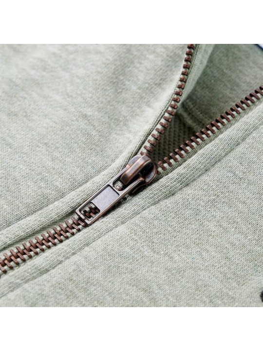 Dětská mikina s kapucí na zip světle khaki melanž 140