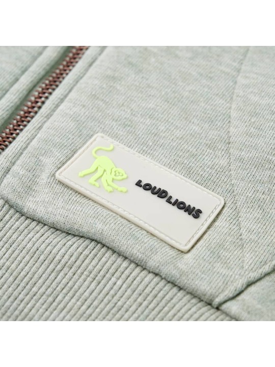 Dětská mikina s kapucí na zip světle khaki melanž 140