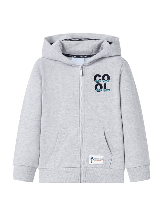 Dětská mikina s kapucí na zip šedá 92