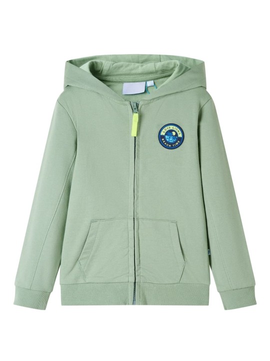 Dětská mikina s kapucí na zip světle khaki 92