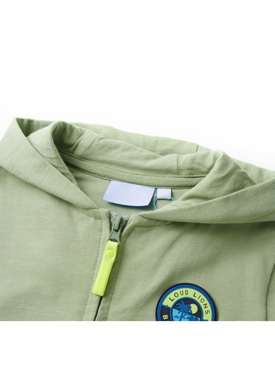 Dětská mikina s kapucí na zip světle khaki 104