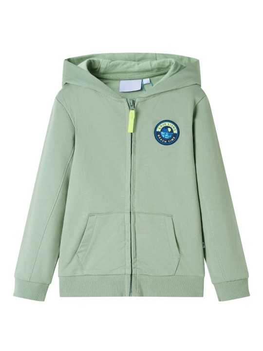 Dětská mikina s kapucí na zip světle khaki 128