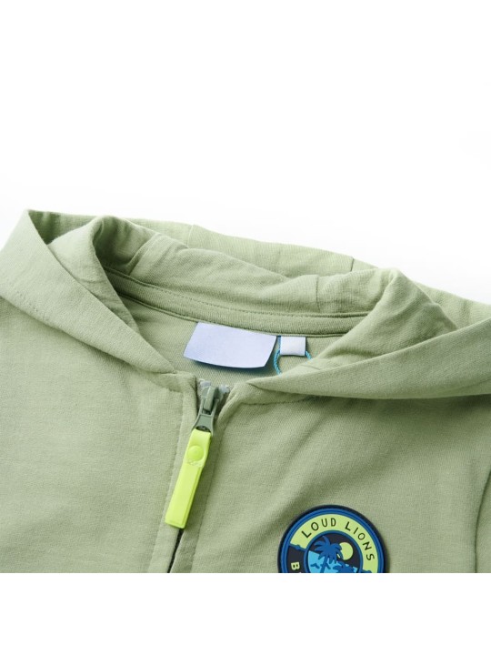 Dětská mikina s kapucí na zip světle khaki 128