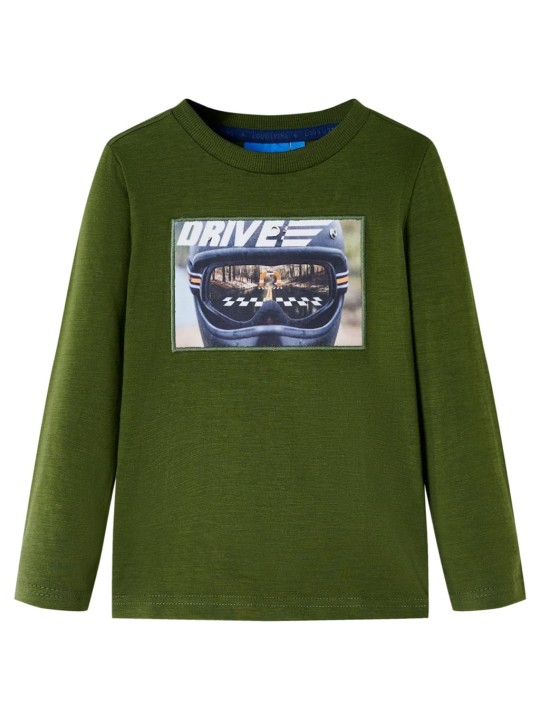 Dětské tričko s dlouhým rukávem tmavě khaki 104