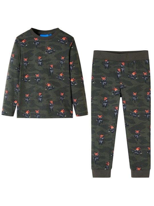 Dětské pyžamo s dlouhým rukávem khaki 128