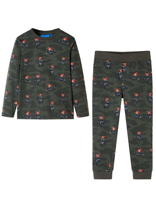 Dětské pyžamo s dlouhým rukávem khaki 140