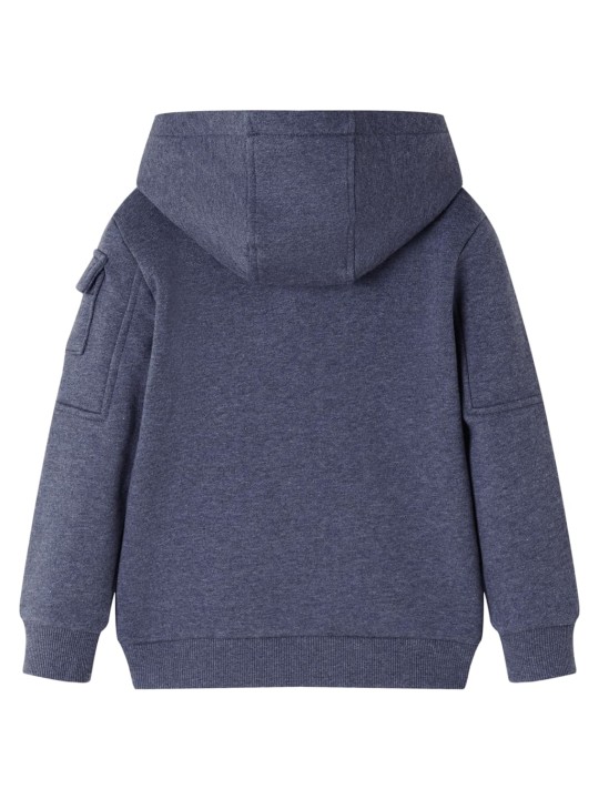 Dětská mikina s kapucí na zip tmavě modrá melanž 104