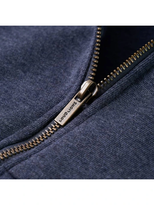 Dětská mikina s kapucí na zip tmavě modrá melanž 140