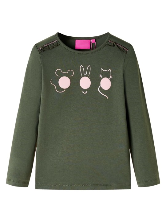 Dětské tričko s dlouhým rukávem khaki 104
