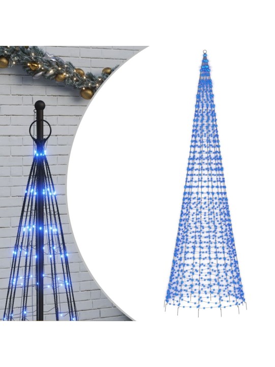 LED vánoční stromek na stožár 1534 modrých LED 500 cm