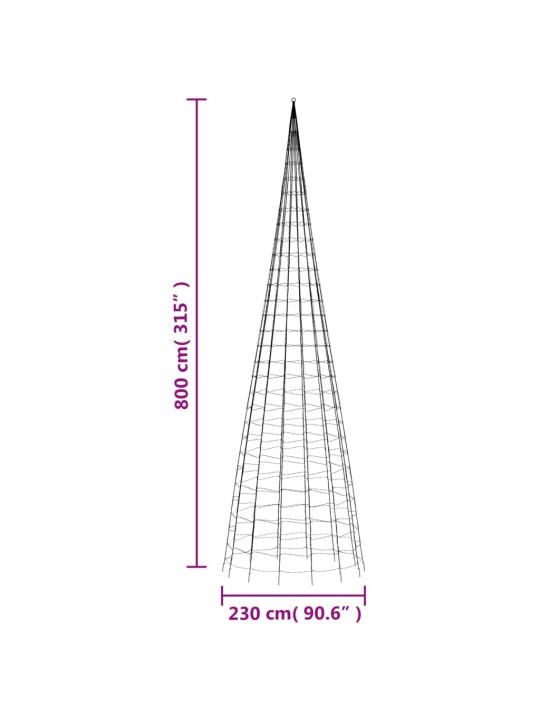 LED vánoční stromek na stožár 3000 modrých LED 800 cm