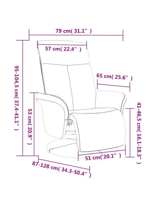 Polohovací křeslo s podnožkou hnědé textil