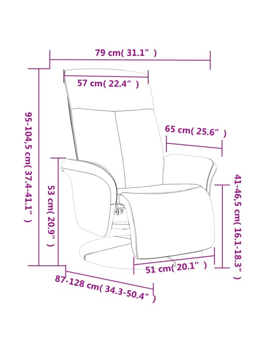 Polohovací křeslo s podnožkou modré textil