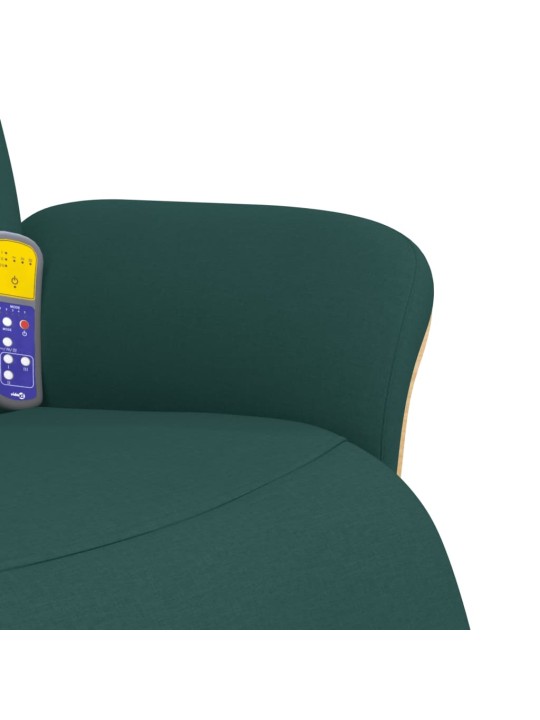 Masážní polohovací křeslo s podnožkou tmavě zelené textil