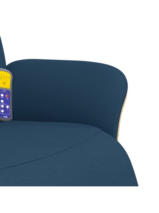 Masážní polohovací křeslo s podnožkou modré textil