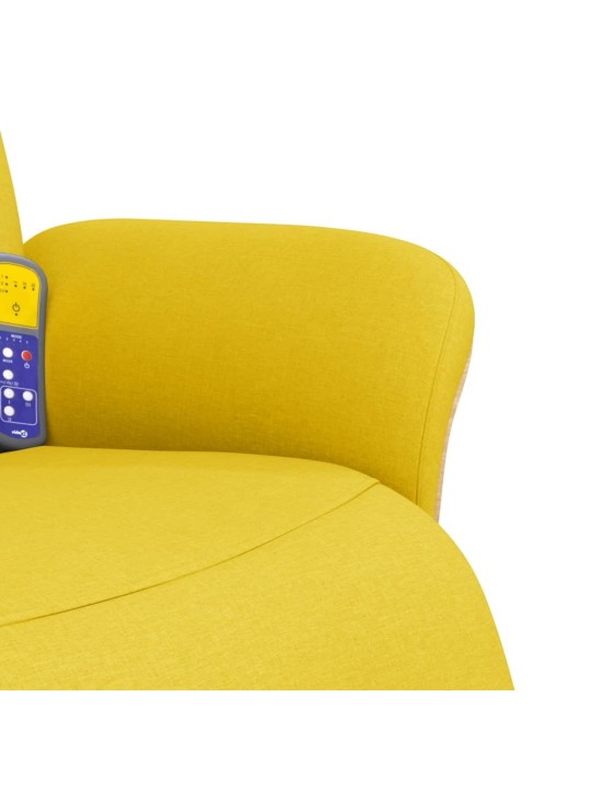 Masážní polohovací křeslo s podnožkou světle žluté textil
