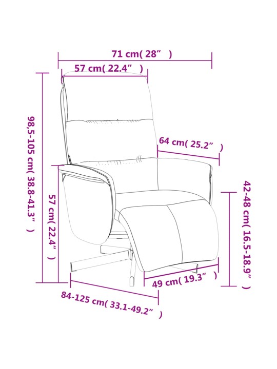Polohovací křeslo s podnožkou krémové textil