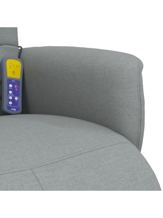 Masážní polohovací křeslo s podnožkou světle šedé textil