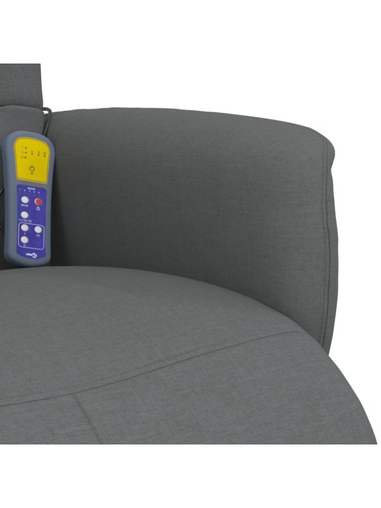 Masážní polohovací křeslo s podnožkou tmavě šedé textil