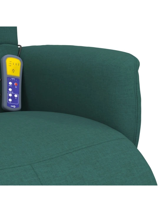 Masážní polohovací křeslo s podnožkou tmavě zelené textil