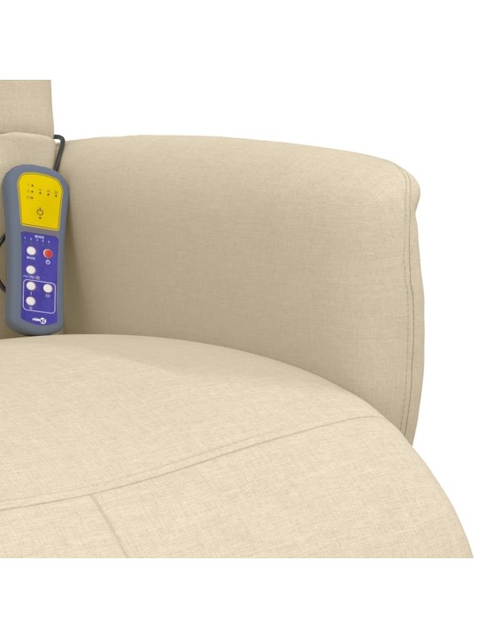 Masážní polohovací křeslo s podnožkou krémové textil