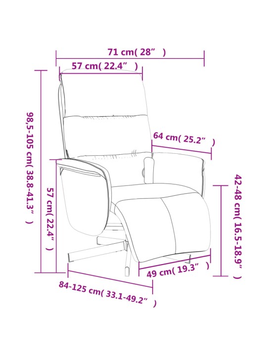 Masážní polohovací křeslo s podnožkou krémové textil