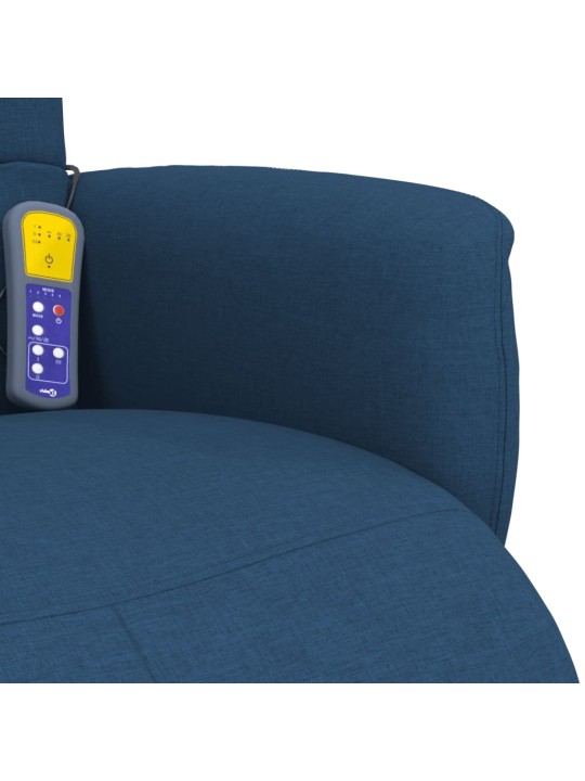 Masážní polohovací křeslo s podnožkou modré textil