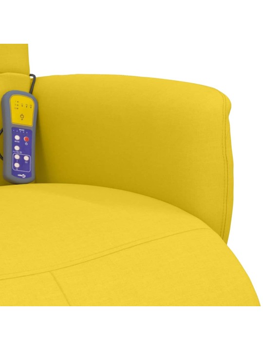Masážní polohovací křeslo s podnožkou světle žluté textil