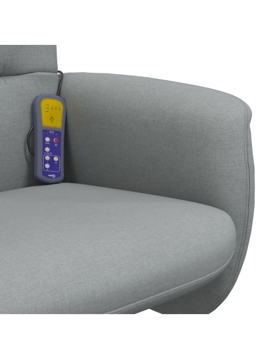 Masážní polohovací křeslo s podnožkou světle šedé textil