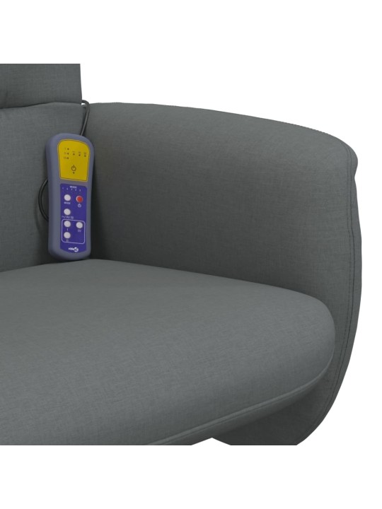 Masážní polohovací křeslo s podnožkou tmavě šedé textil