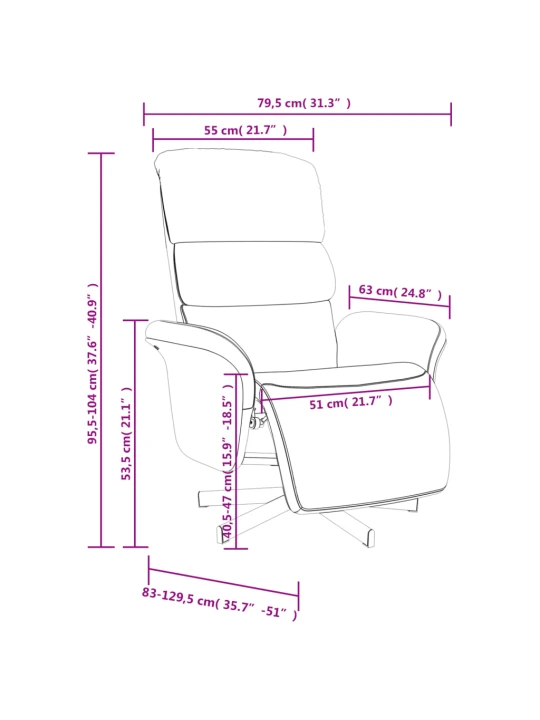 Polohovací křeslo s podnožkou taupe textil