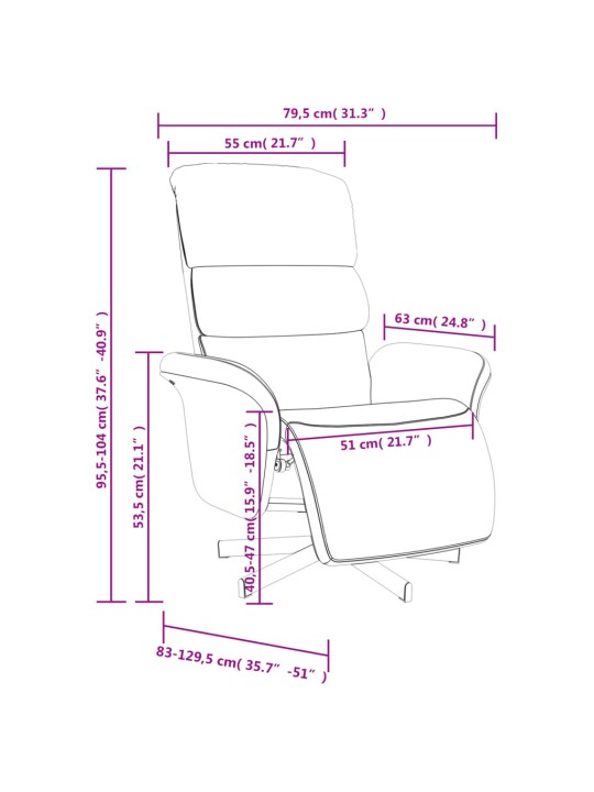 Polohovací křeslo s podnožkou modré textil