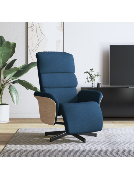 Polohovací křeslo s podnožkou modré textil