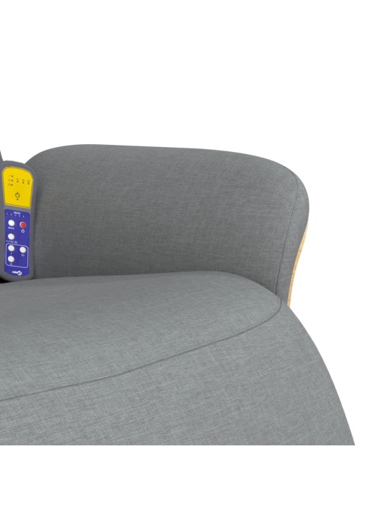 Masážní polohovací křeslo s podnožkou světle šedé textil