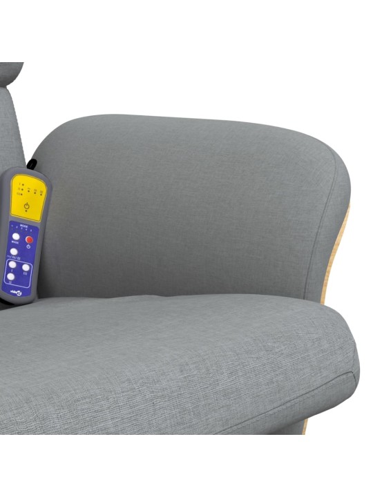 Masážní polohovací křeslo s podnožkou světle šedé textil