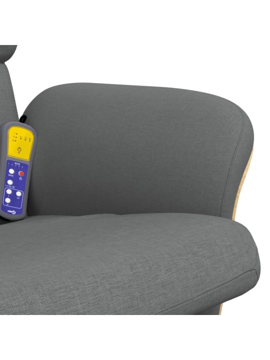 Masážní polohovací křeslo s podnožkou tmavě šedé textil