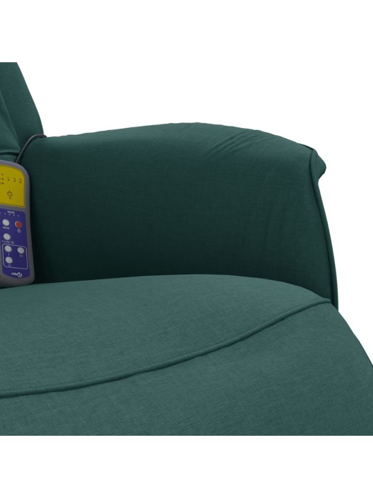 Masážní polohovací křeslo s podnožkou tmavě zelené textil