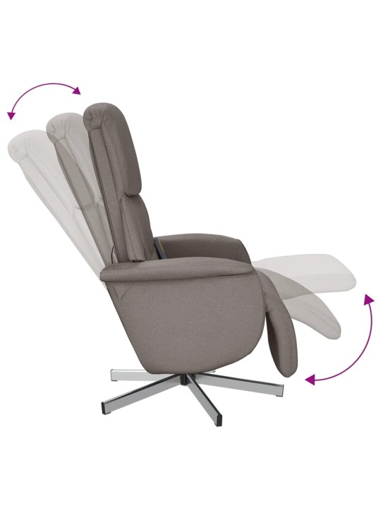 Masážní polohovací křeslo s podnožkou taupe textil