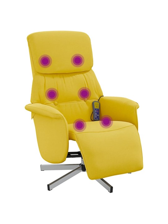 Masážní polohovací křeslo s podnožkou světle žluté textil