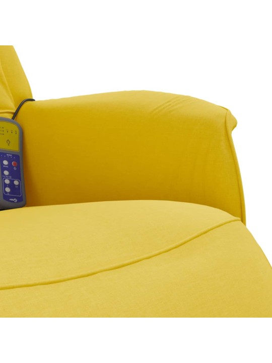 Masážní polohovací křeslo s podnožkou světle žluté textil