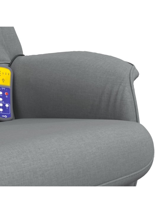 Masážní polohovací křeslo s podnožkou světle šedé textil