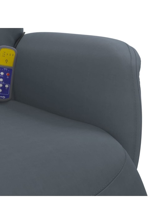 Masážní polohovací křeslo s podnožkou tmavě šedé samet