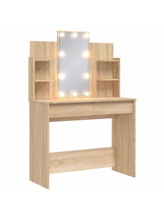 Toaletní stolek s LED osvětlením dub sonoma 96 x 40 x 142 cm