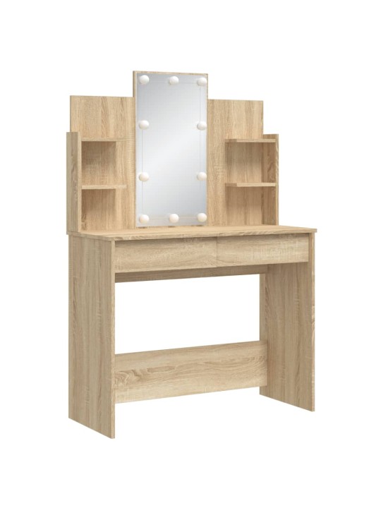 Toaletní stolek s LED osvětlením dub sonoma 96 x 40 x 142 cm