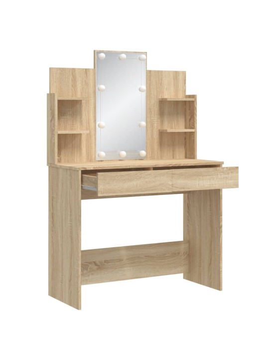 Toaletní stolek s LED osvětlením dub sonoma 96 x 40 x 142 cm