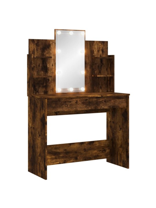 Toaletní stolek s LED osvětlením kouřový dub 96 x 40 x 142 cm