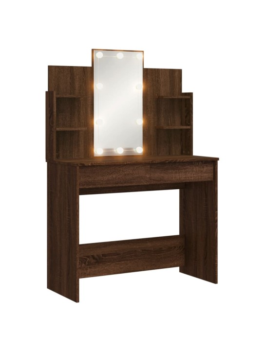 Toaletní stolek s LED osvětlením hnědý dub 96 x 40 x 142 cm
