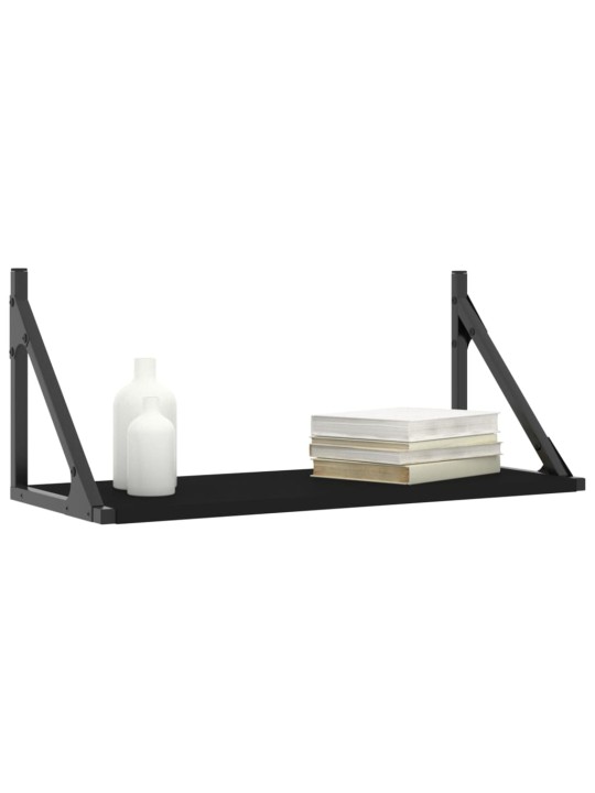 Nástěnné police 2 ks černé 60 x 25 x 25,5 cm kompozitní dřevo